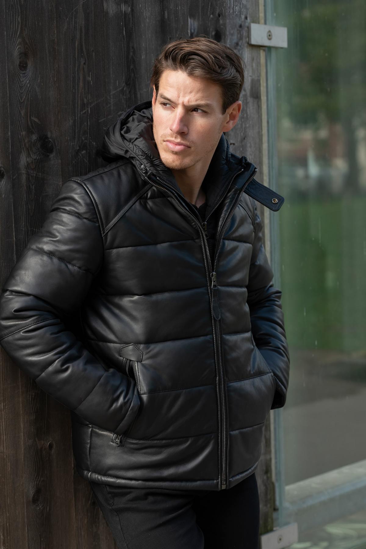 Giacche Uomo Schott LCPUFFY BLACK — vista 1