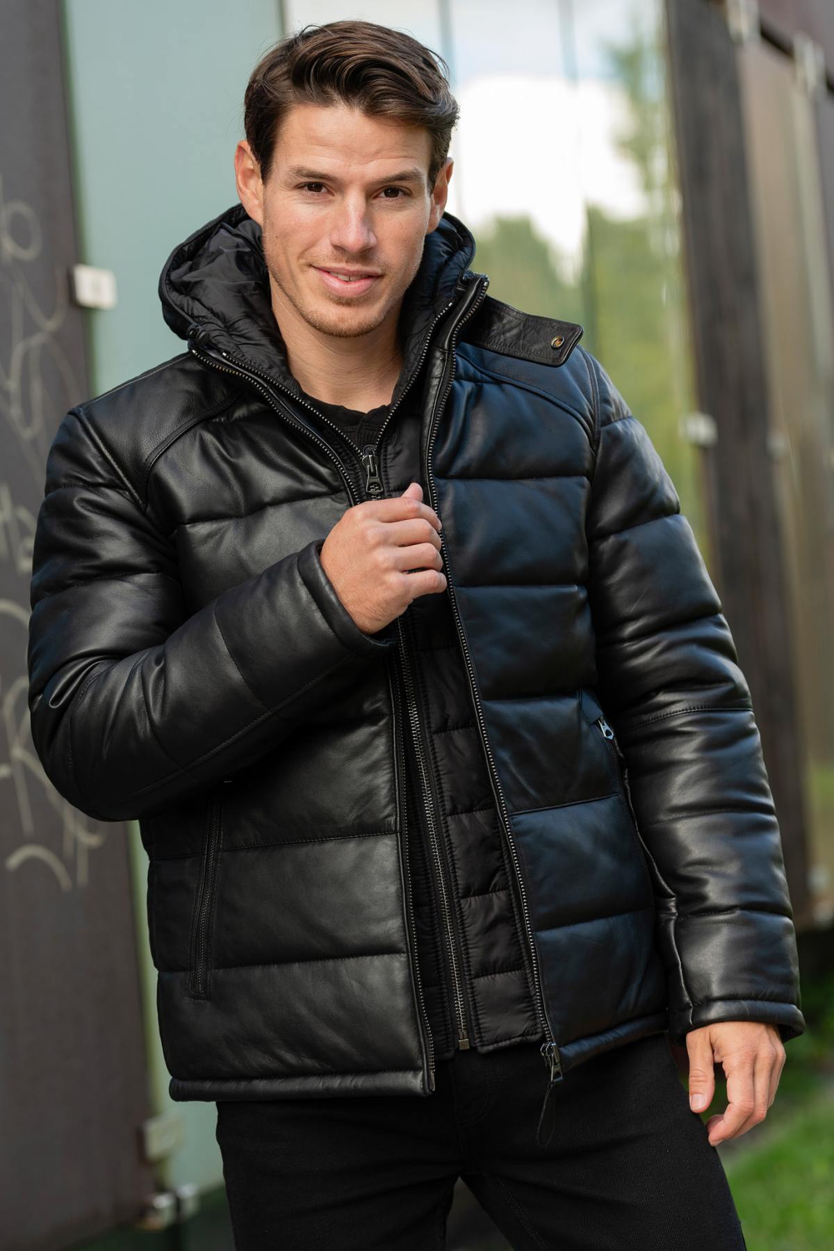 Giacche Uomo Schott LCPUFFY BLACK — vista 6