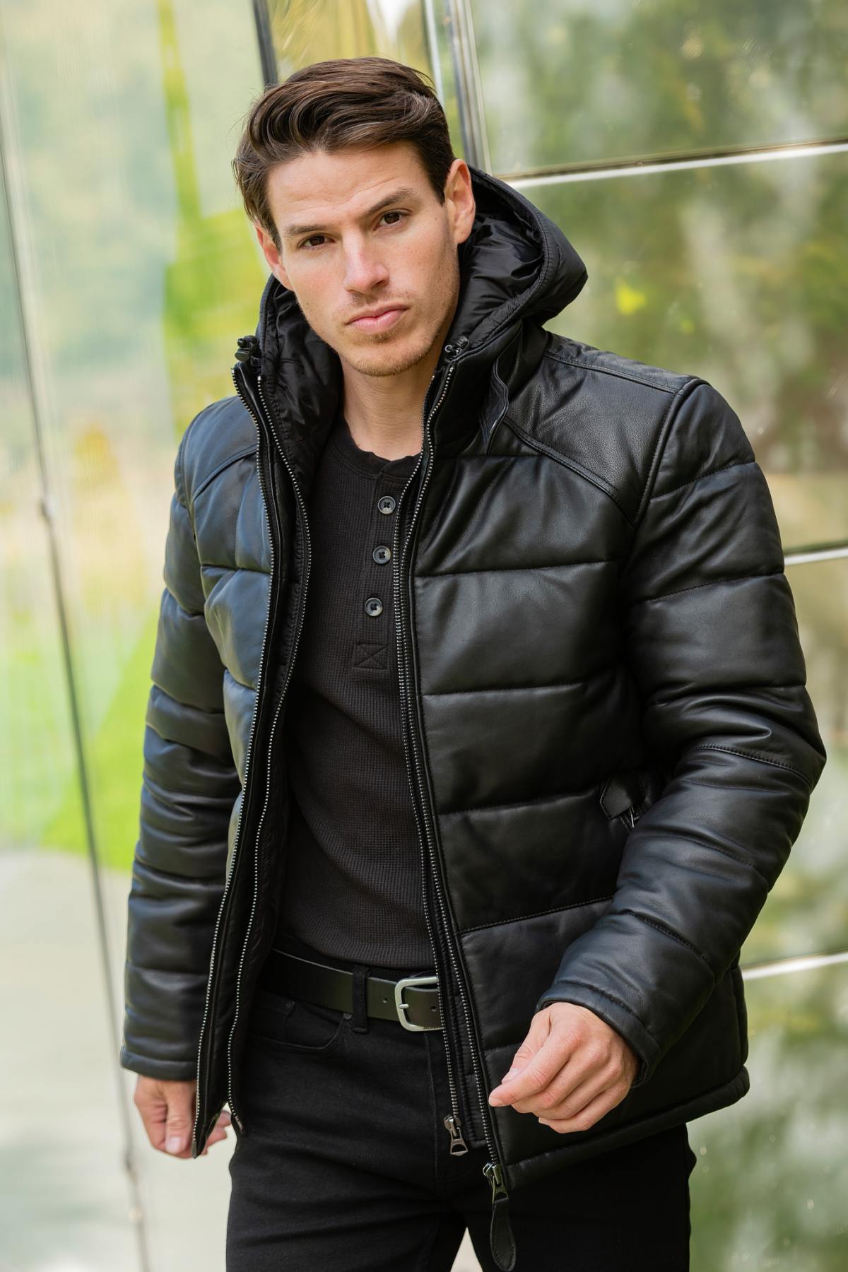 Giacche Uomo Schott LCPUFFY BLACK — vista 2
