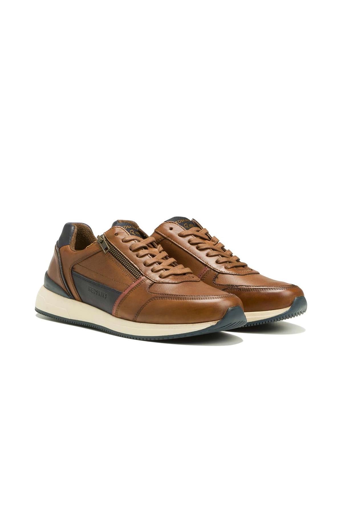 Baskets En Cuir Homme Redskins CALLIAS COGNAC MARINE — vue 1