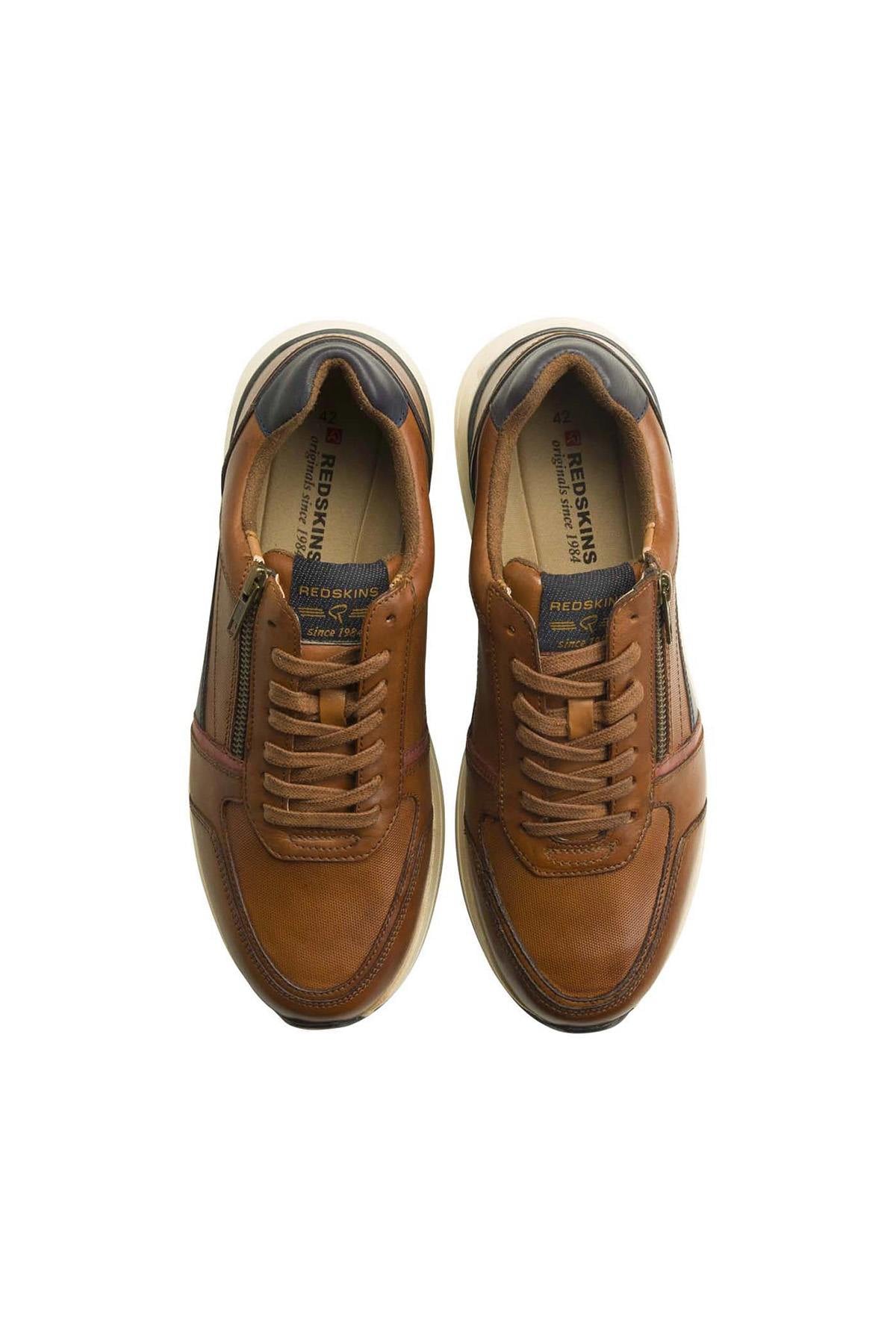 Baskets En Cuir Homme Redskins CALLIAS COGNAC MARINE — vue 3