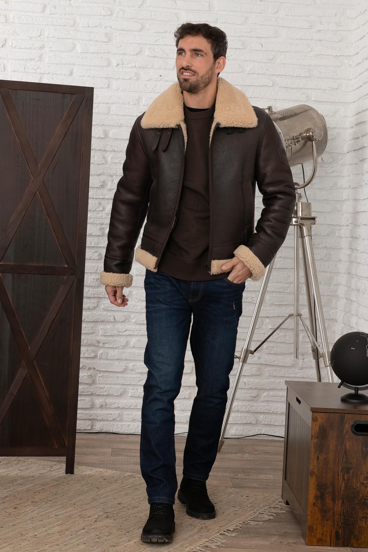 Blouson Homme Redskins LEGEND QUEENSTOWN BROWN BEIGE — vue 3