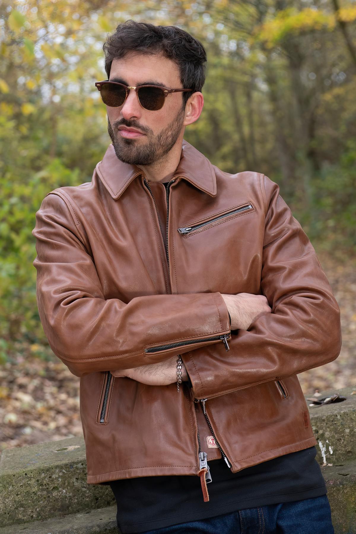 Blouson Homme Iron & Resin GAMBLER HORSE COGNAC — vue 2