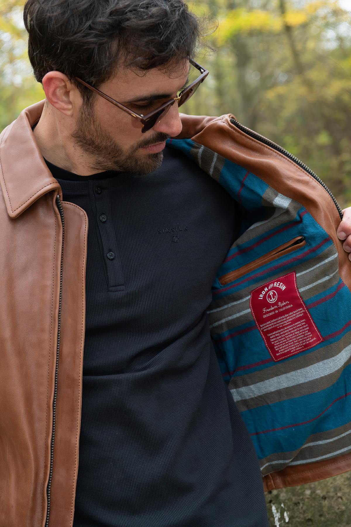 Blouson Homme Iron & Resin GAMBLER HORSE COGNAC — vue 8