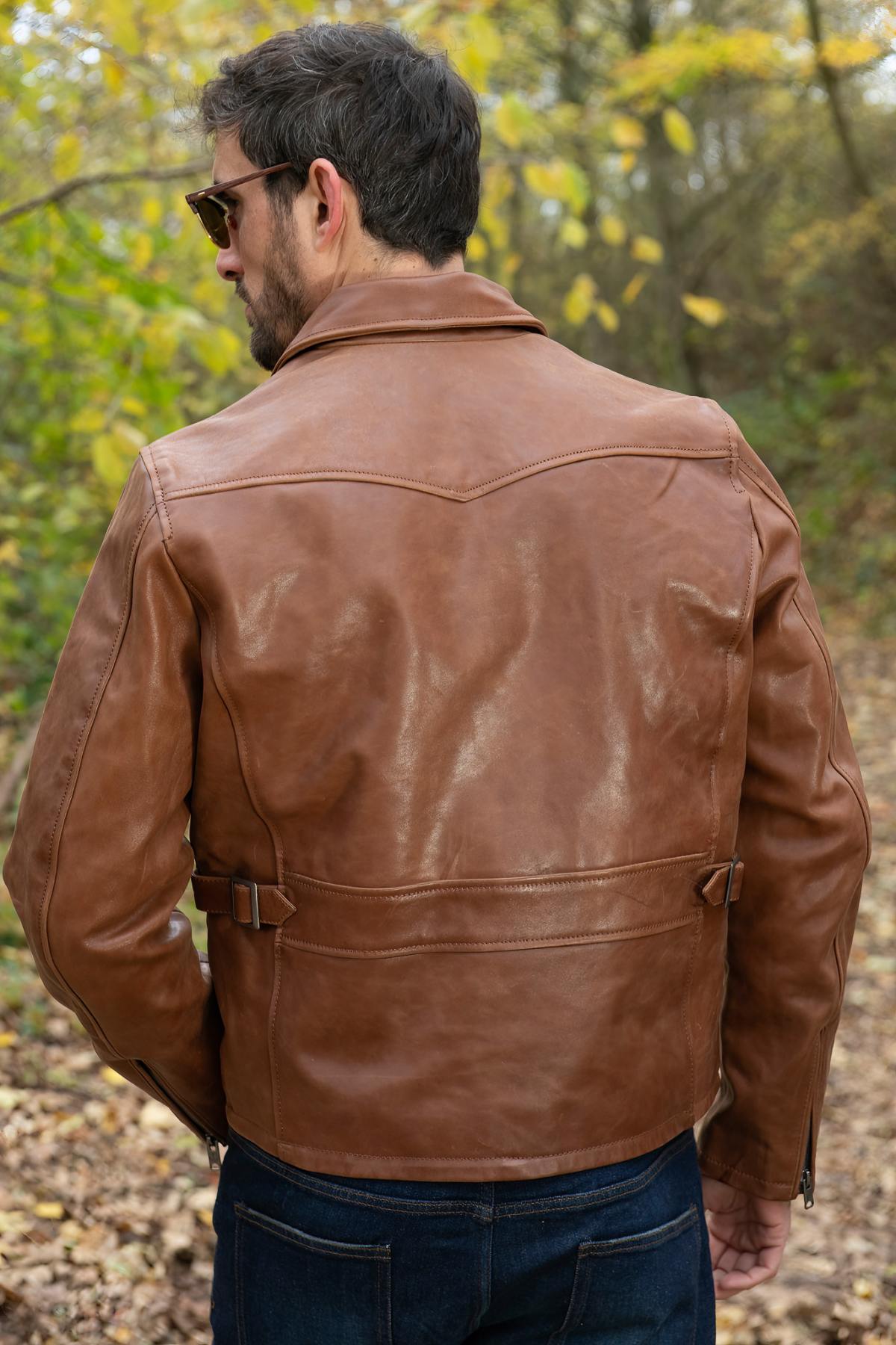 Blouson Homme Iron & Resin GAMBLER HORSE COGNAC — vue 4