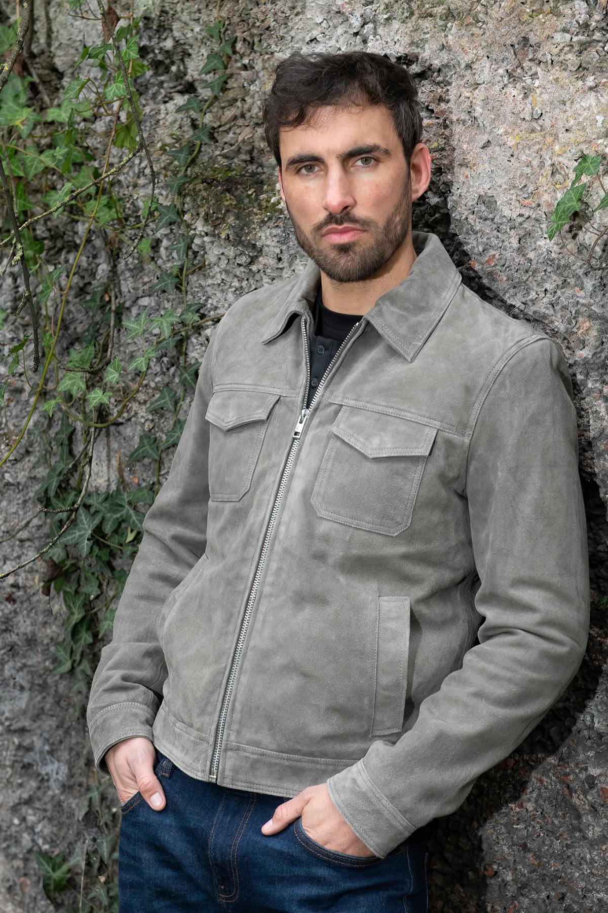 Giacche Uomo Serge Pariente CREED SUEDE ANTHRACITE — vista 3