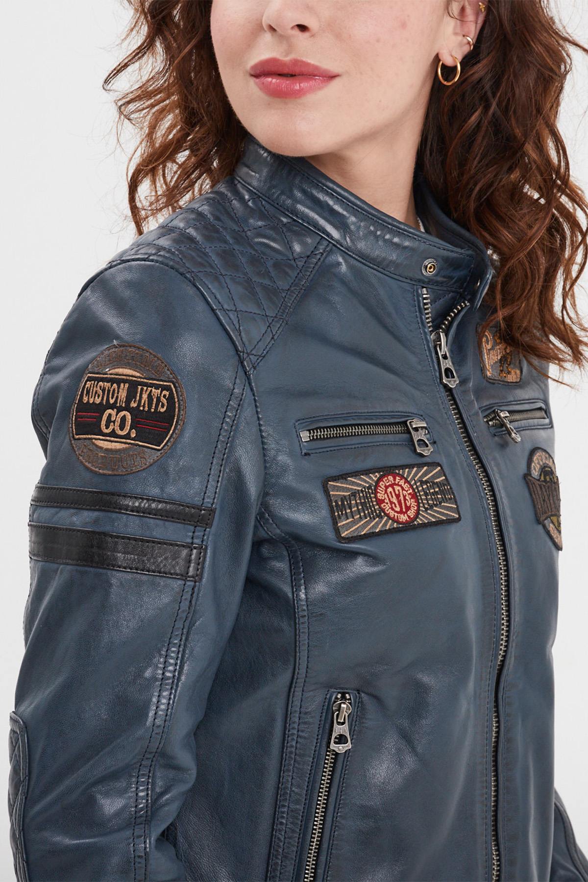 Blouson Femme Rose Garden WALKORA SHEEP ATLAS VEG SHORT BLUE — vue 11