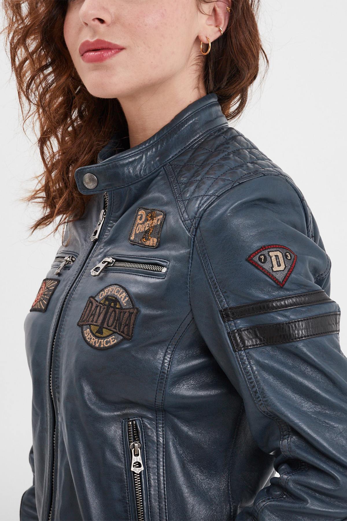 Blouson Femme Rose Garden WALKORA SHEEP ATLAS VEG SHORT BLUE — vue 7