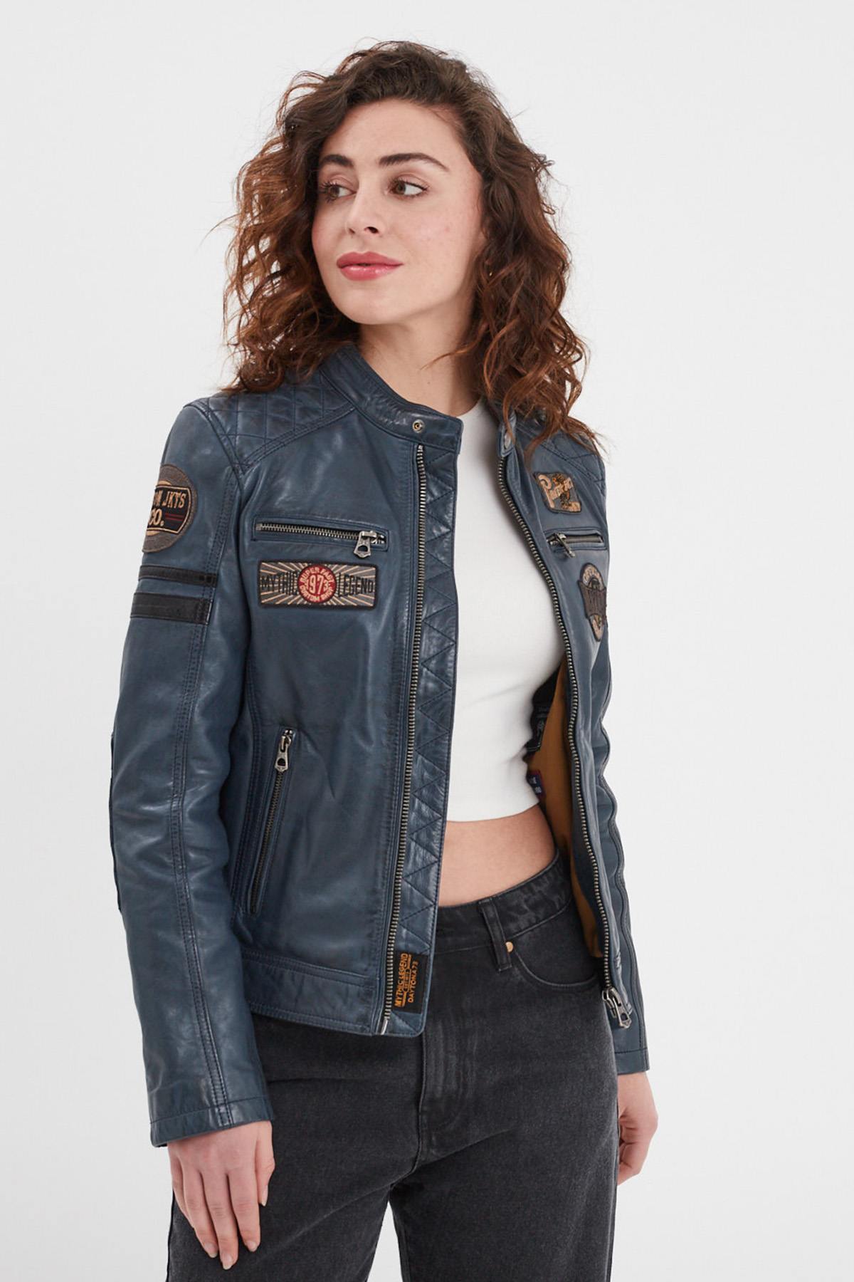 Blouson Femme Rose Garden WALKORA SHEEP ATLAS VEG SHORT BLUE — vue 8