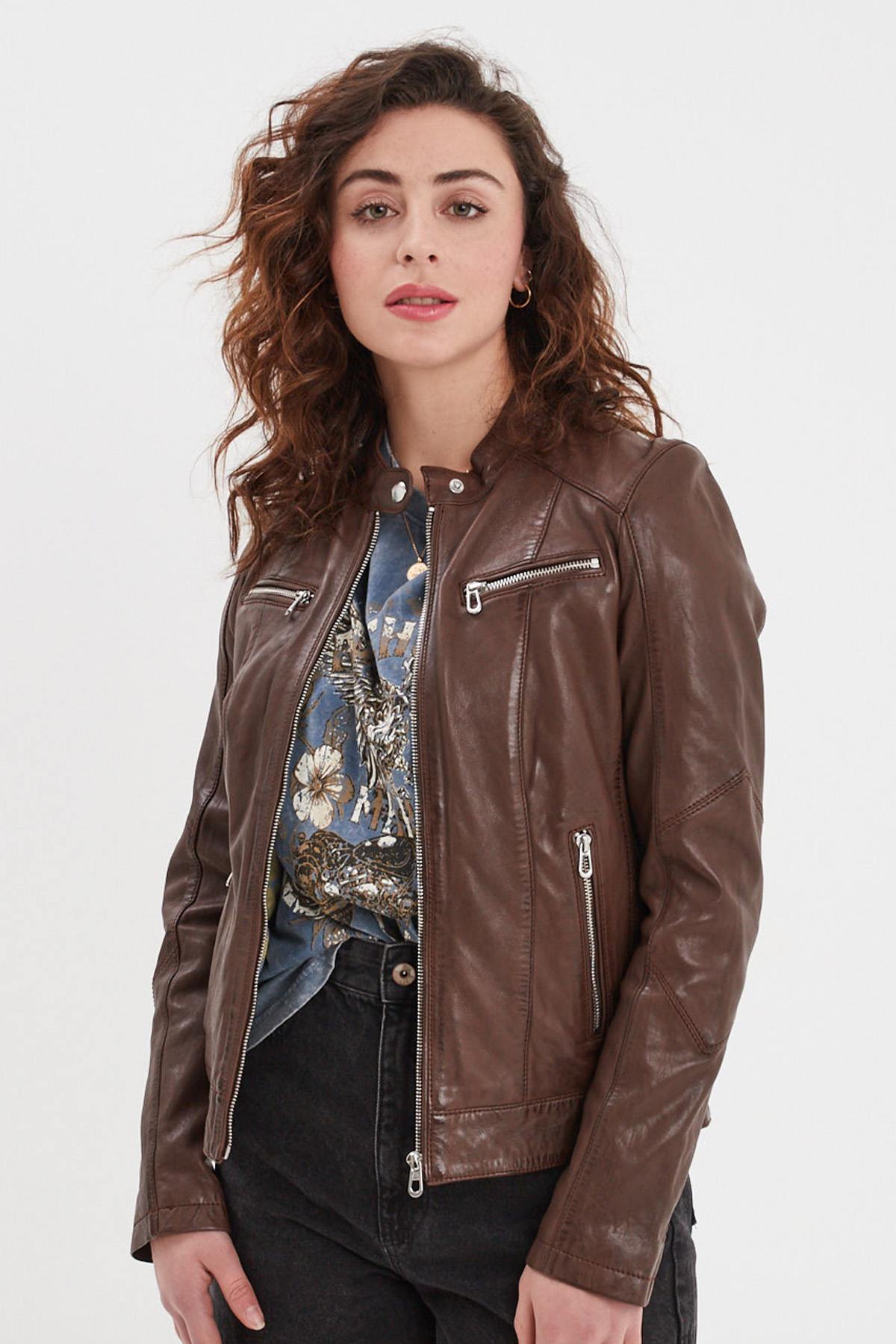 Blouson Femme Rose Garden JOLYA LAMB VITA BISON — vue 1