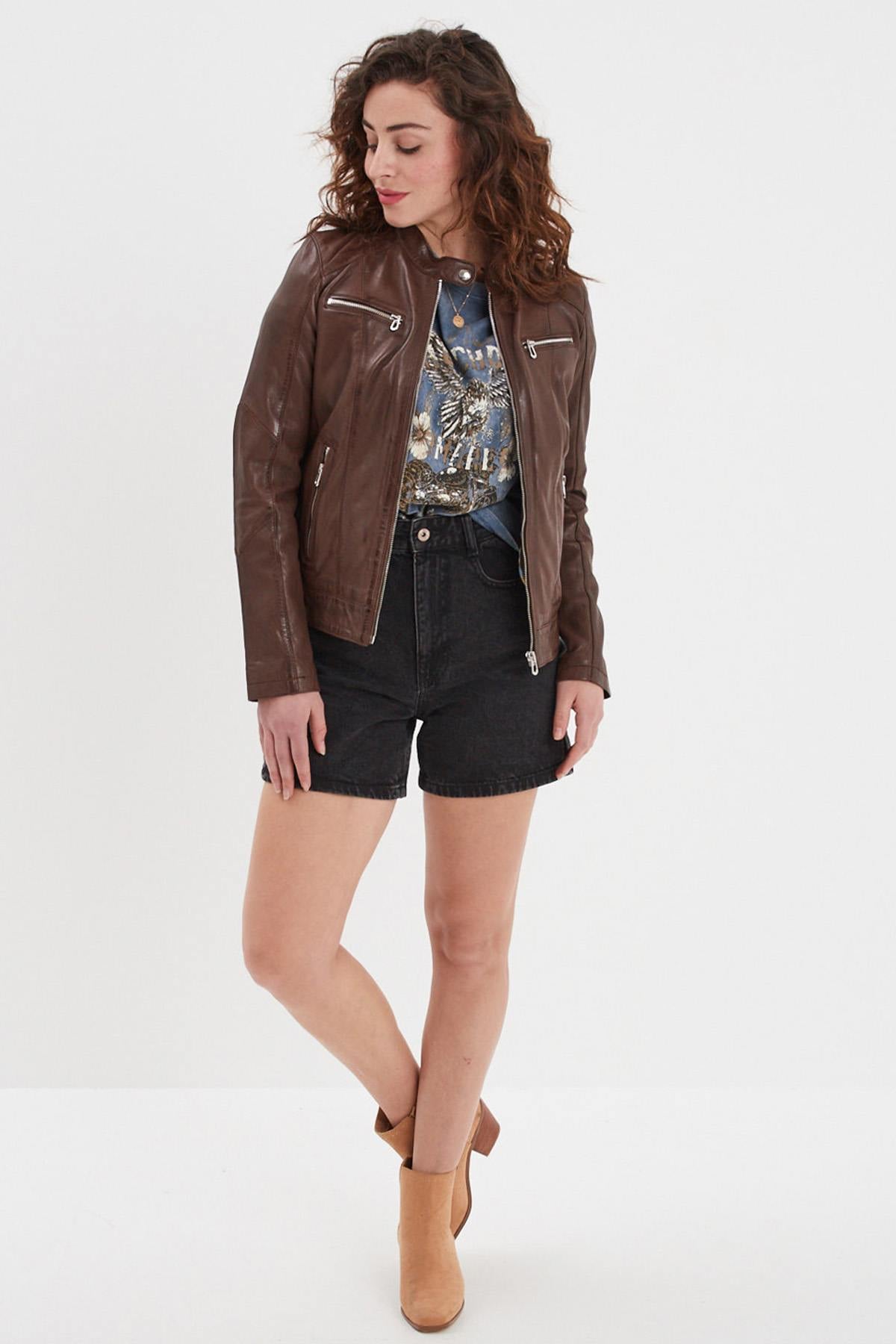 Blouson Femme Rose Garden JOLYA LAMB VITA BISON — vue 4