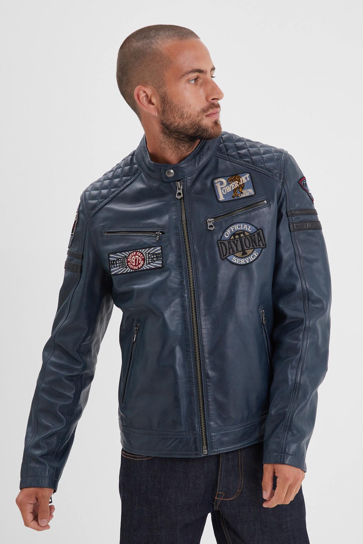 Blouson Homme Daytona WALKOR SHEEP ATLAS VEG SHORT BLUE — vue 1