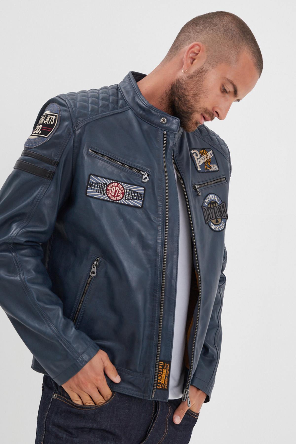 Blouson Homme Daytona WALKOR SHEEP ATLAS VEG SHORT BLUE — vue 4