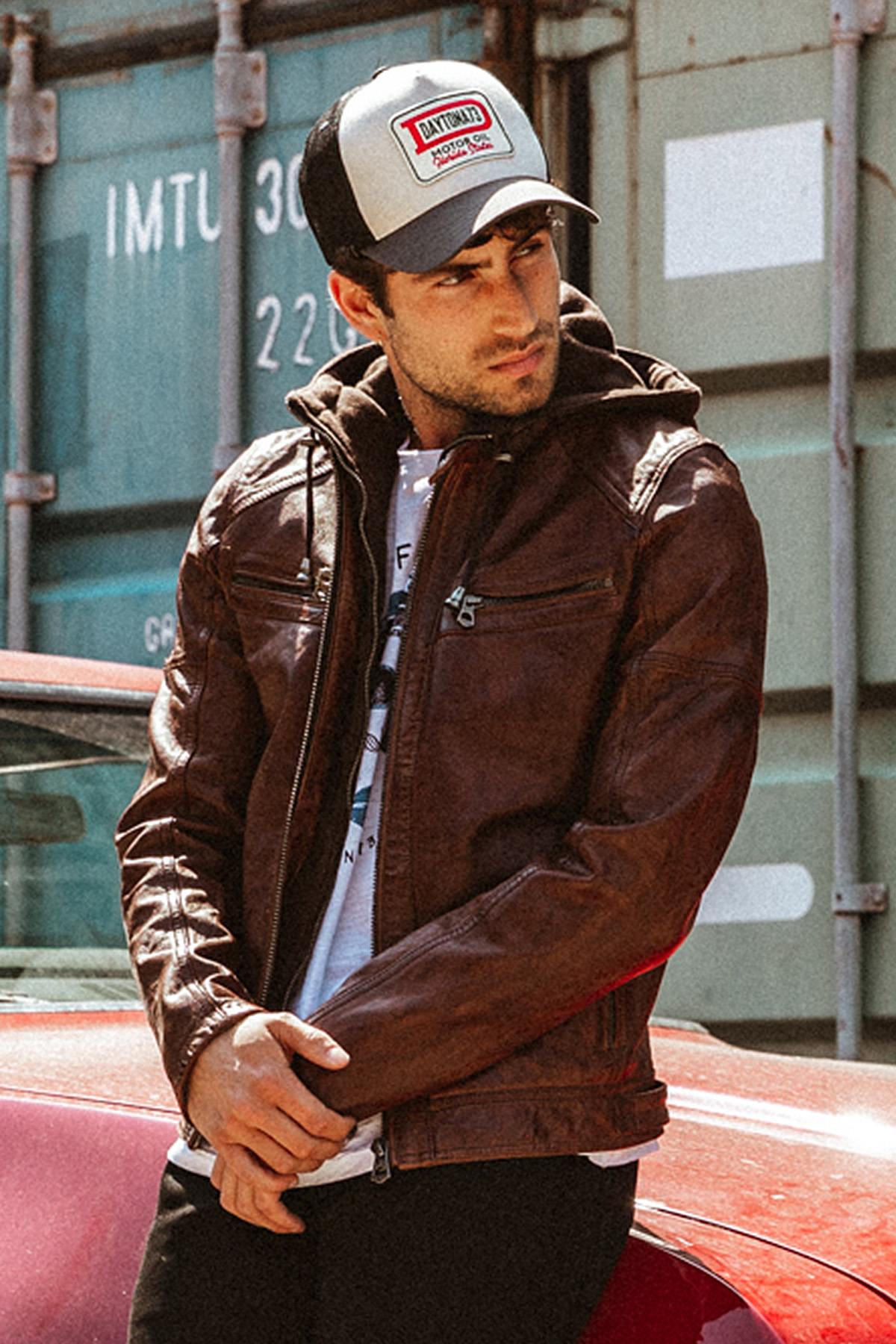 Giacche Uomo Daytona BISHOP HOOD LAMB PAOLO DARK COGNAC — vista 1