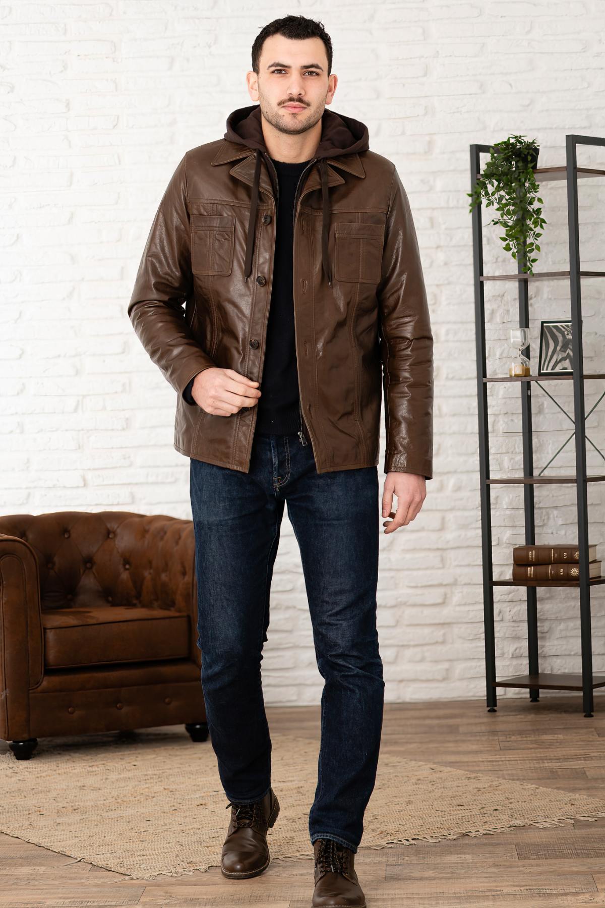 Blouson Homme Serge Pariente TAGGART HOOD BUFFLE MOCCA — vue 6