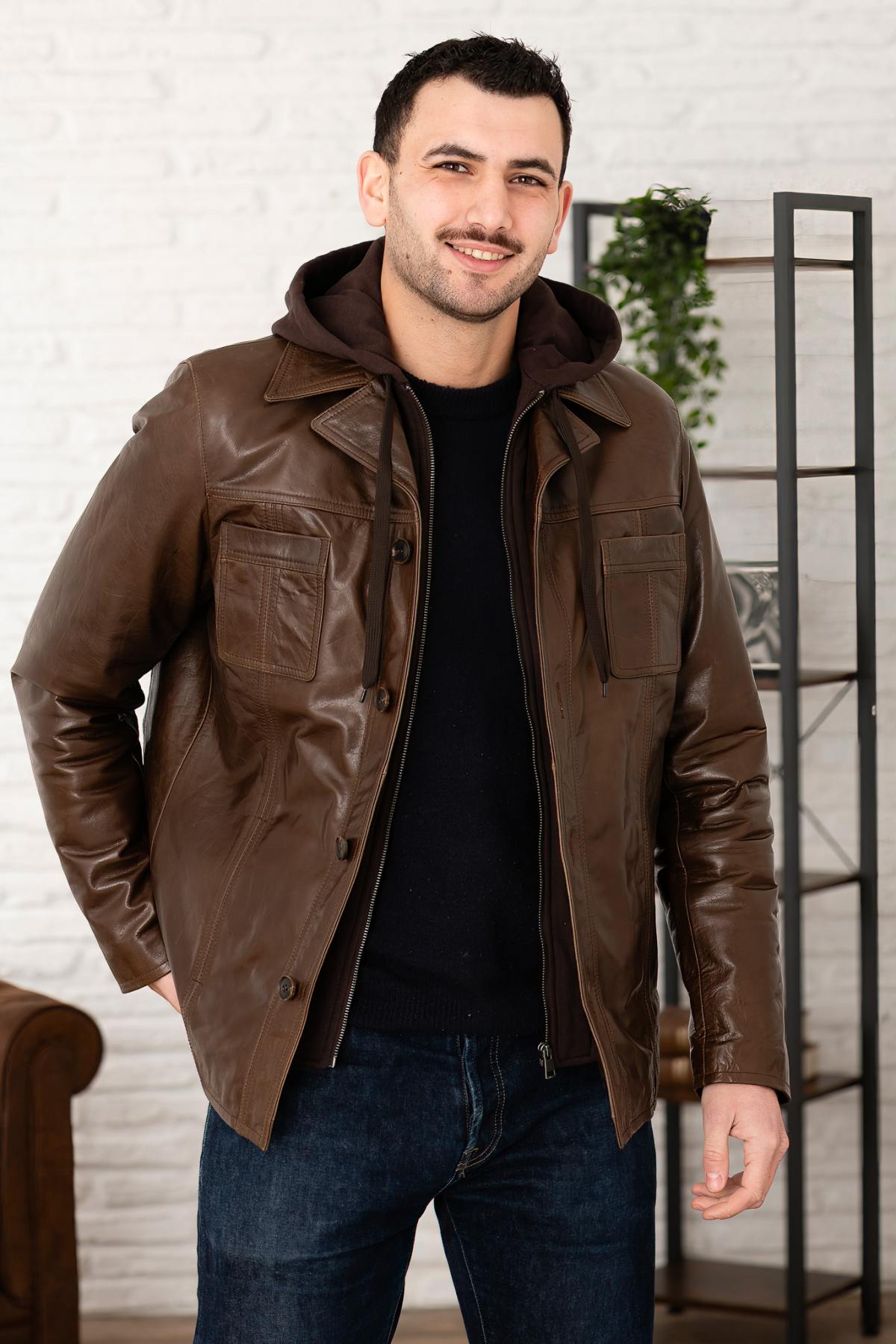 Blouson Homme Serge Pariente TAGGART HOOD BUFFLE MOCCA — vue 1