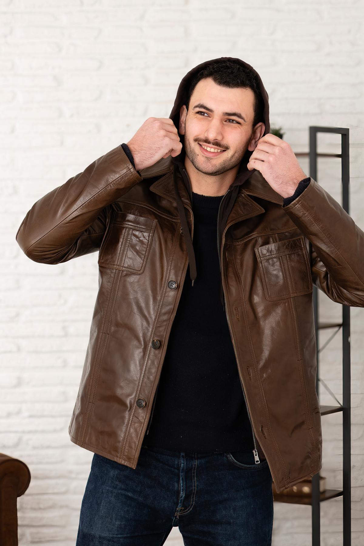 Blouson Homme Serge Pariente TAGGART HOOD BUFFLE MOCCA — vue 7