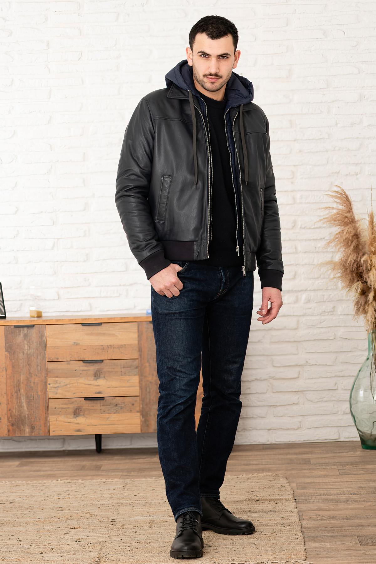 Chaqueta Hombre Serge Pariente AMOS HOOD NAVY — vista 6