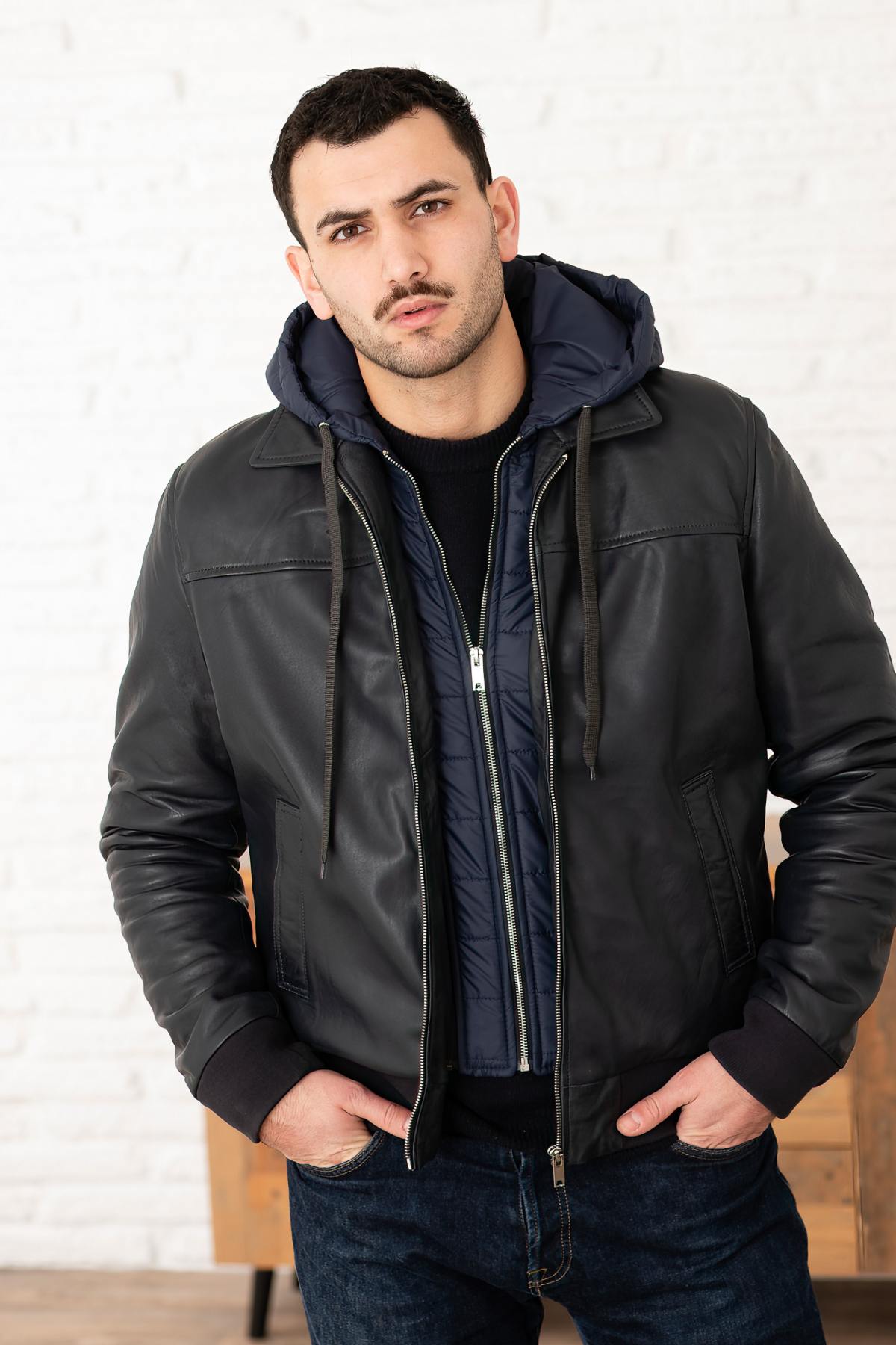 Chaqueta Hombre Serge Pariente AMOS HOOD NAVY — vista 3