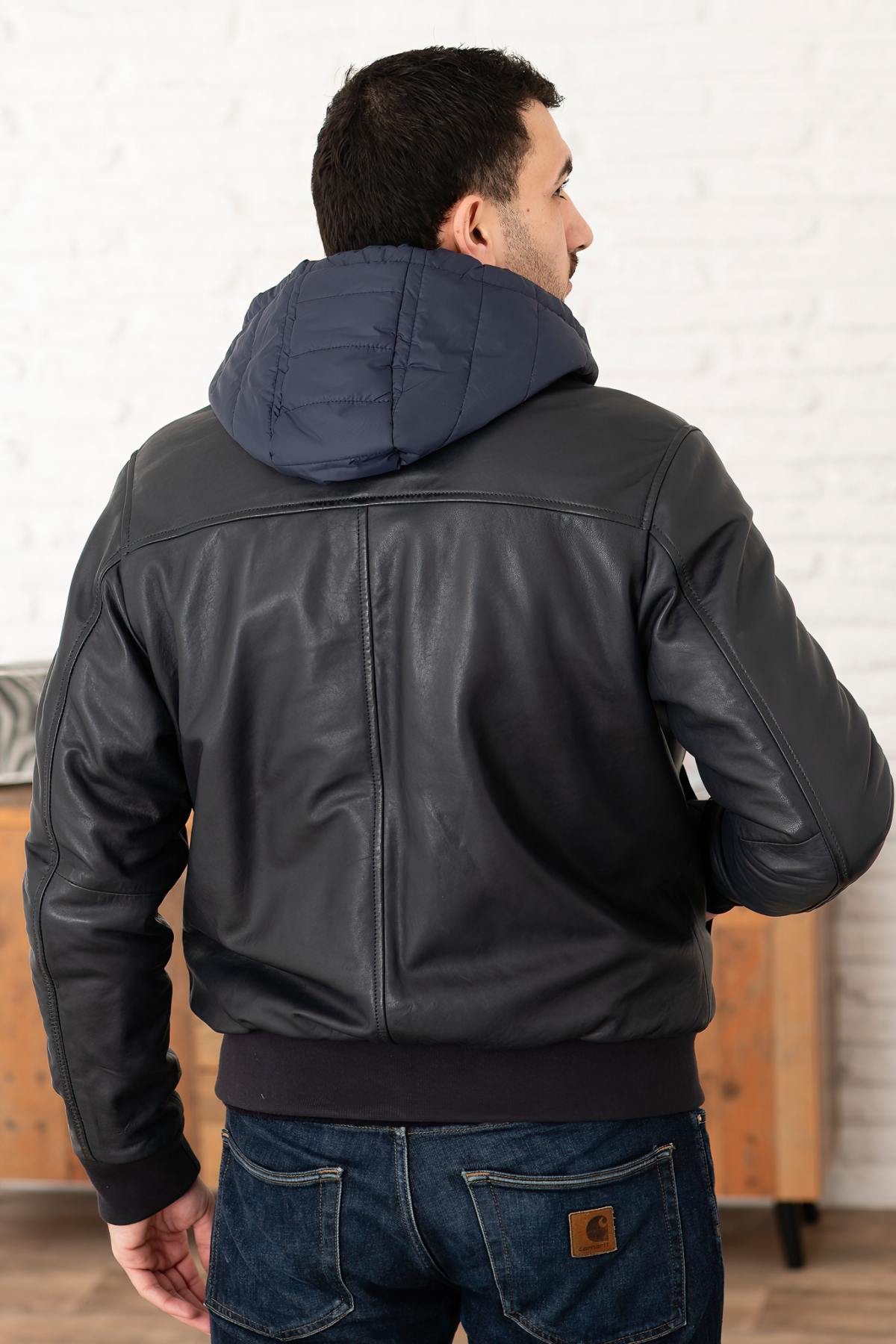 Chaqueta Hombre Serge Pariente AMOS HOOD NAVY — vista 4