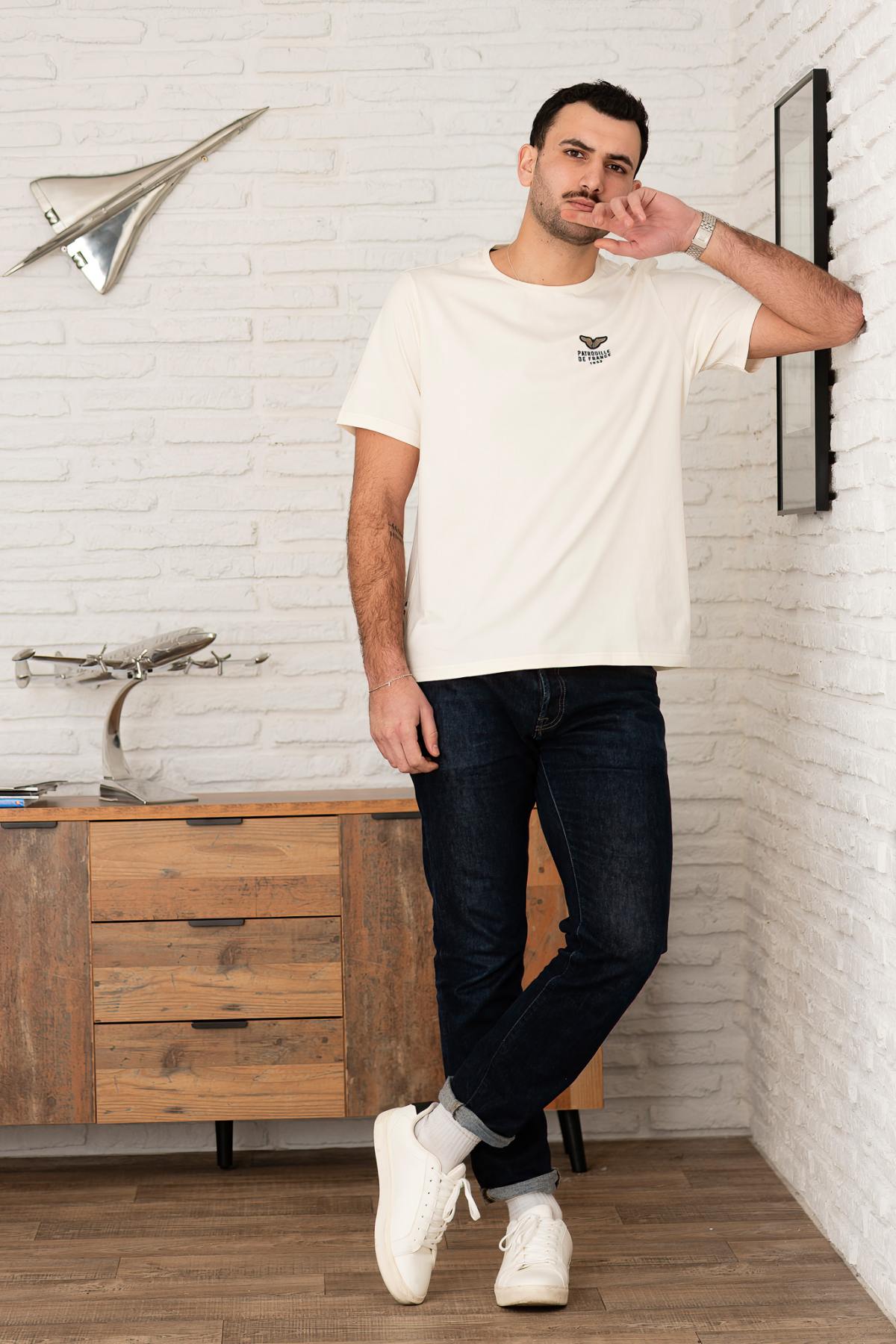 T-shirt Uomo Patrouille De France WING OLYH OPTIC WHITE — vista 3
