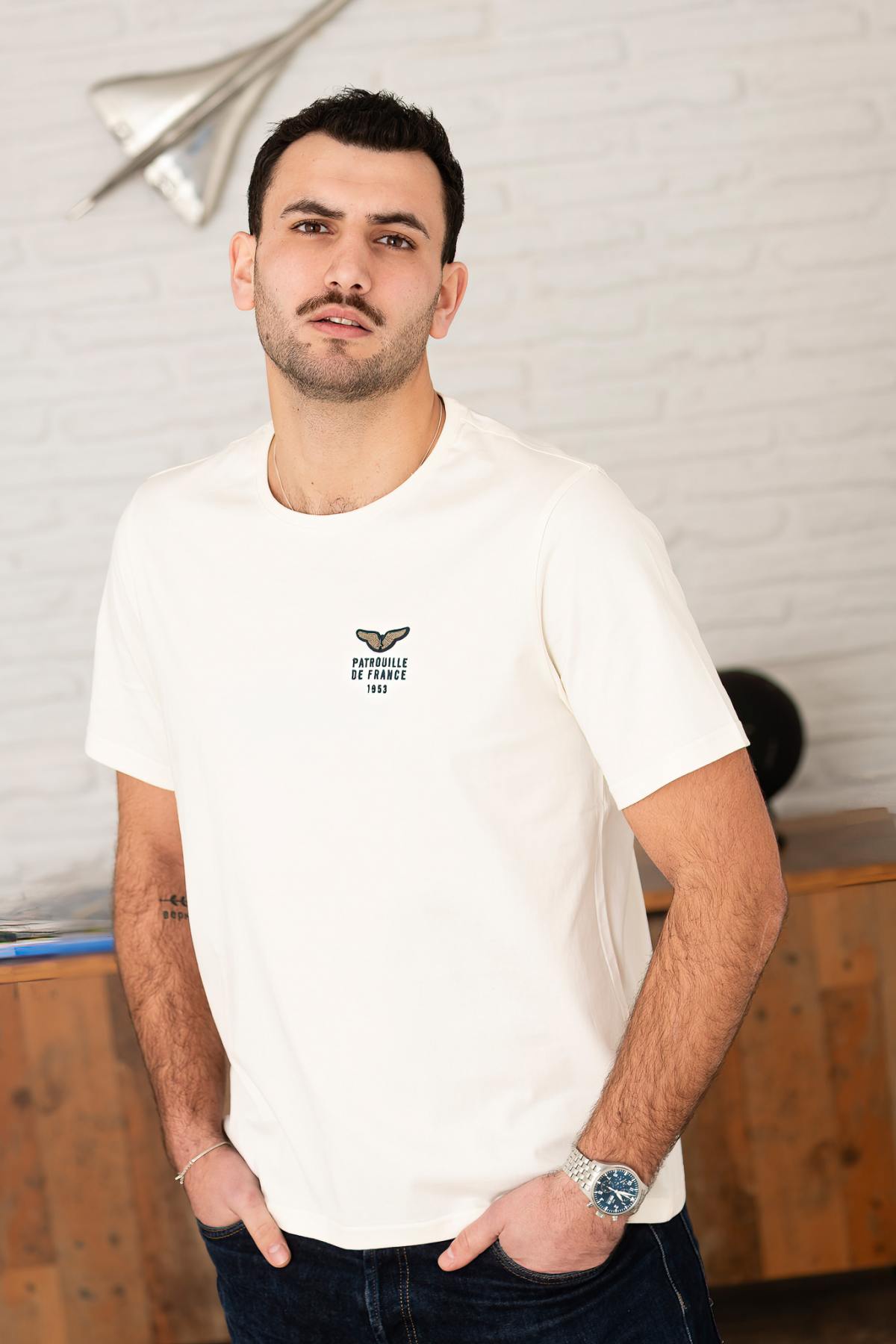 T-shirt Uomo Patrouille De France WING OLYH OPTIC WHITE — vista 2