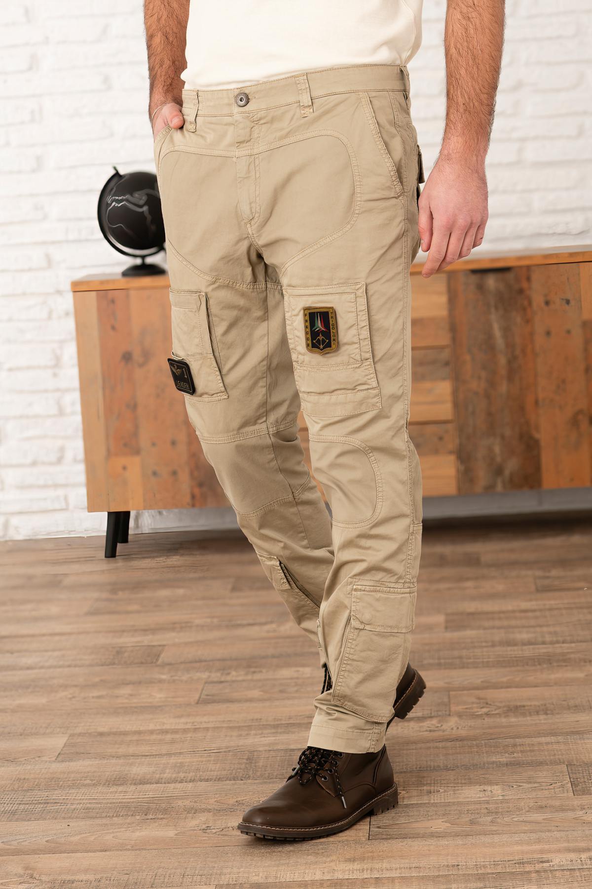 Pantalon Chino AERONAUTICA MILITARE Gris Pour Homme - Neuf Avec étiquettes, Coupe Classique