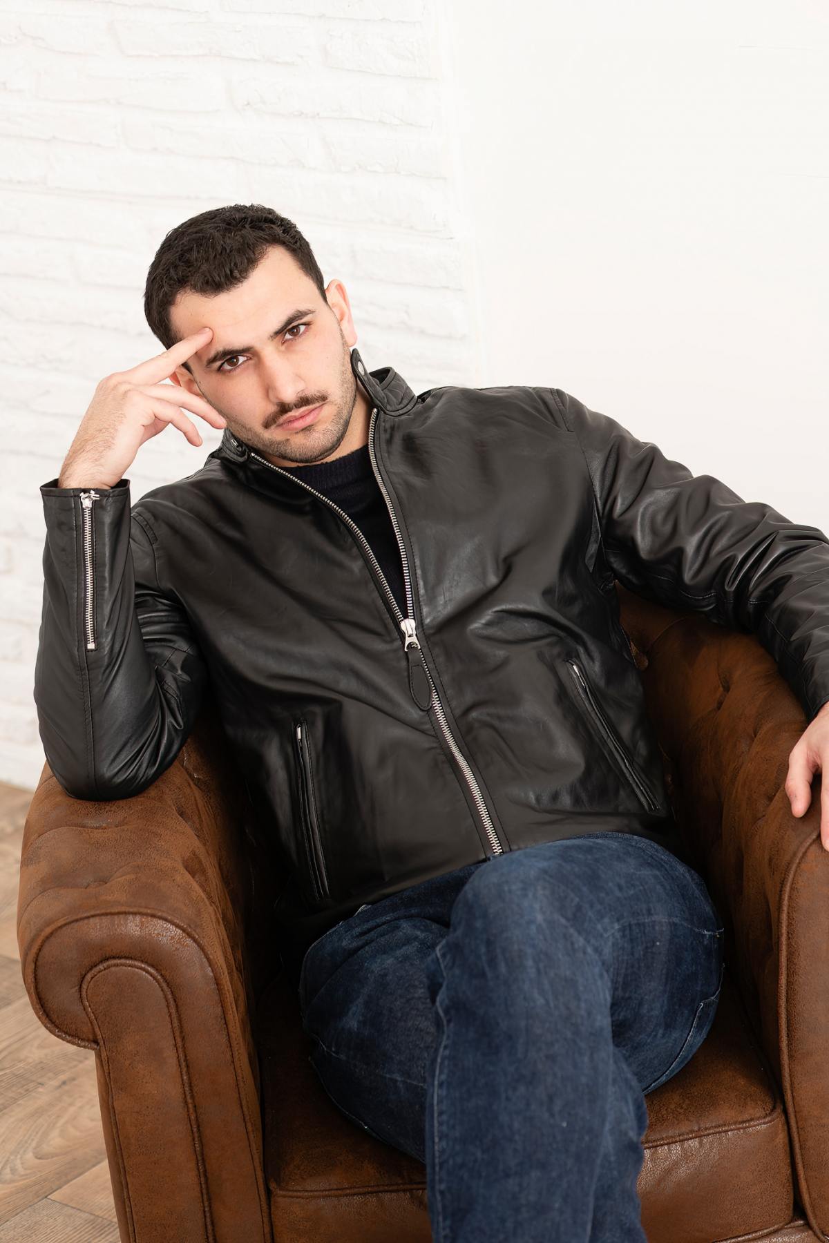 Chaqueta Hombre Schott LCMOTORLAMB BLACK — vista 2