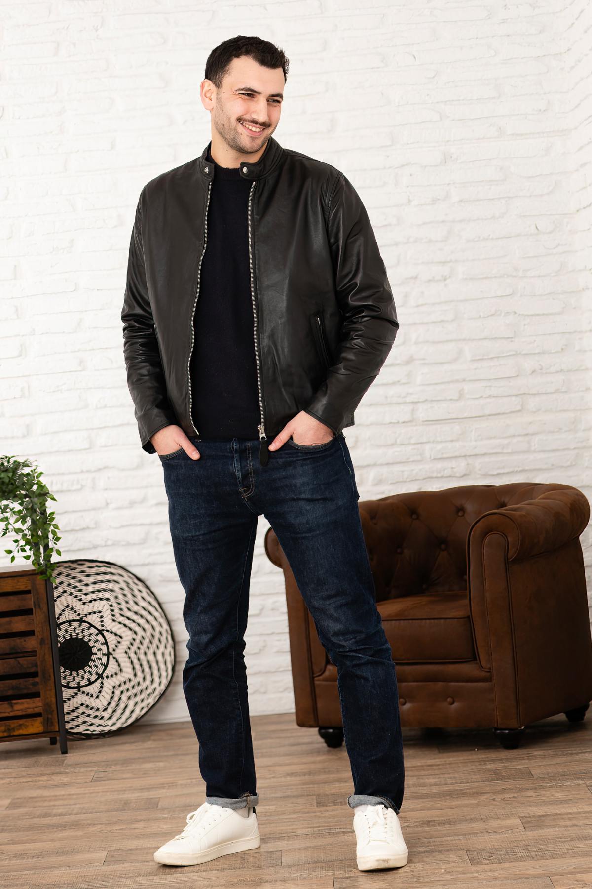 Chaqueta Hombre Schott LCMOTORLAMB BLACK — vista 3