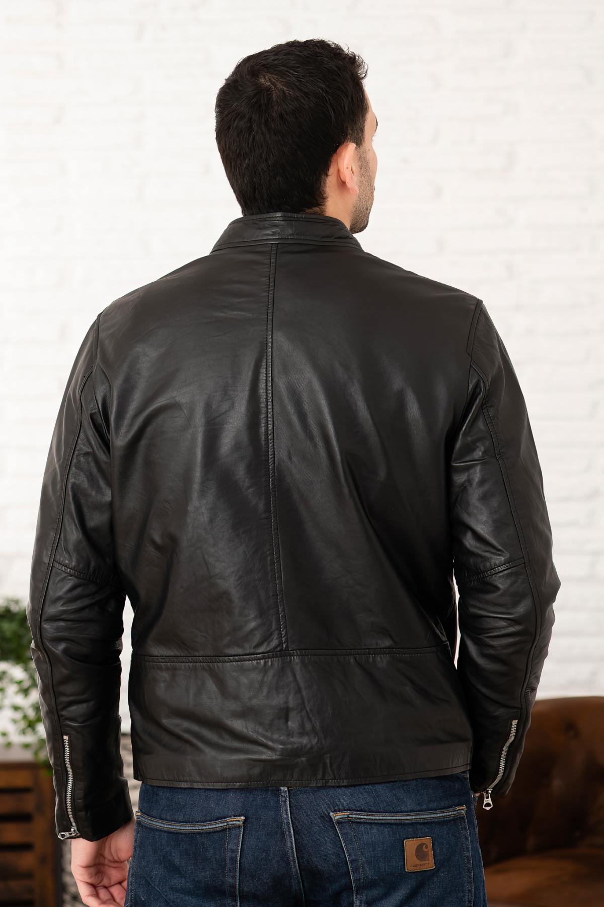 Chaqueta Hombre Schott LCMOTORLAMB BLACK — vista 4