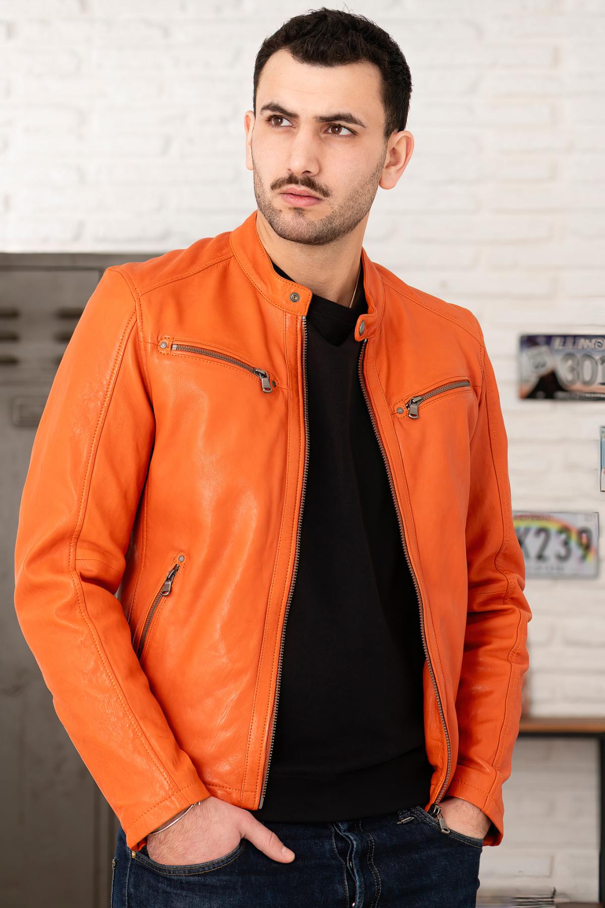 Blouson Homme Daytona GAFINO LAMB VITA ORANGE — vue 2