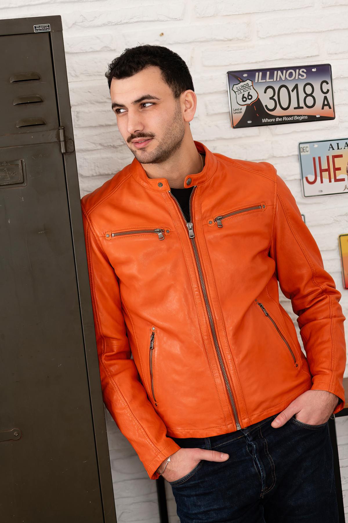 Blouson Homme Daytona GAFINO LAMB VITA ORANGE — vue 1