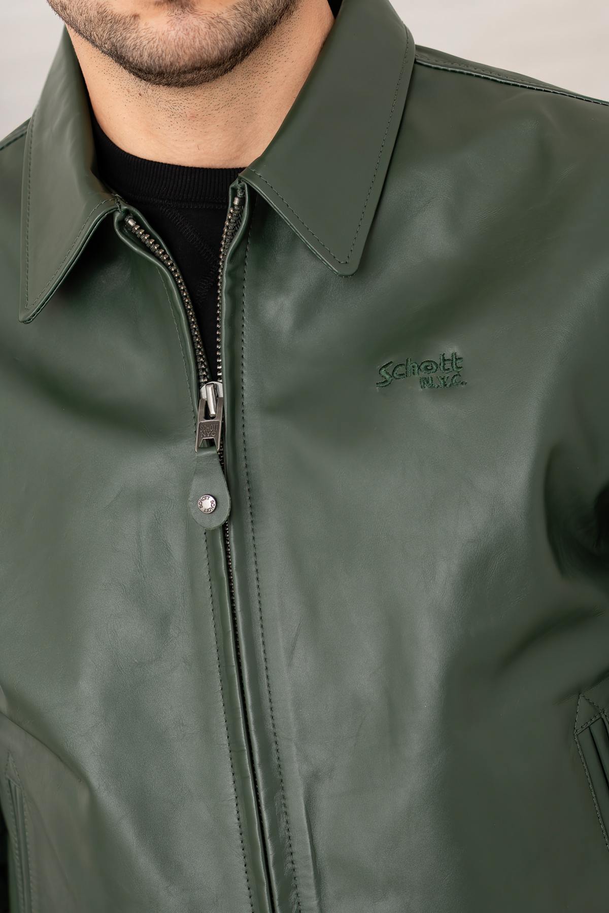 Chaqueta Hombre Schott LC5100 STRIPE GREEN / OFF WHITE — vista 3