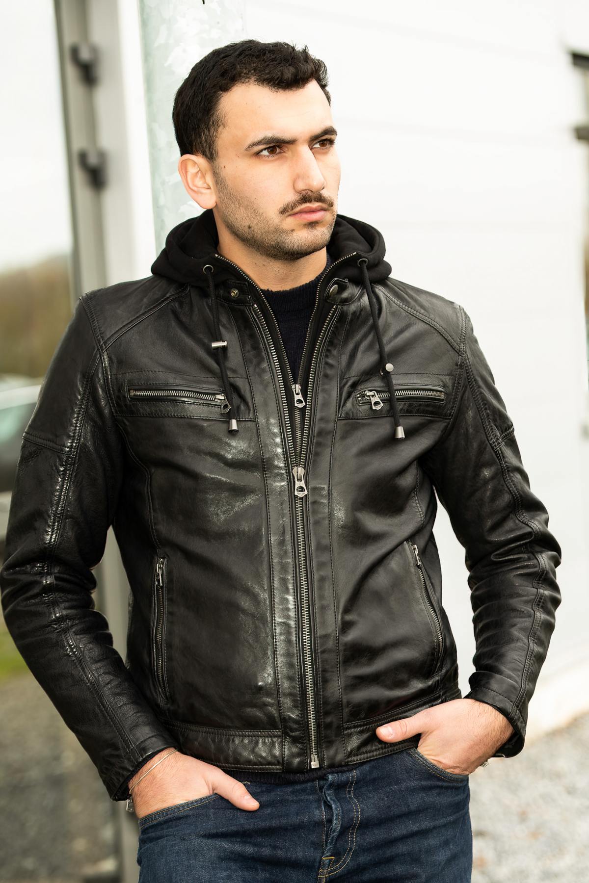 Giacche Uomo Daytona BISHOP HOOD LAMB PAOLO BLACK — vista 2