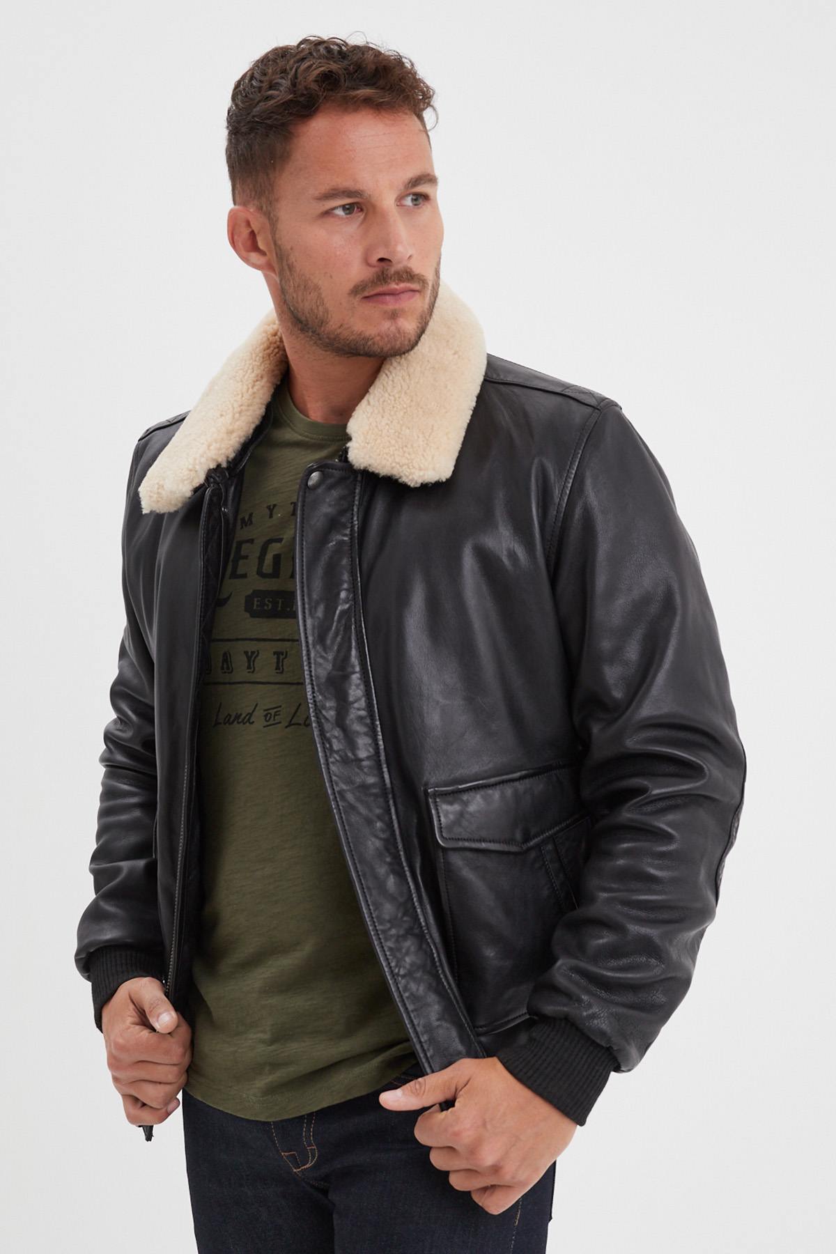 Blouson Homme Daytona CORSAIR FUR SHEEP PETROL BLACK — vue 1
