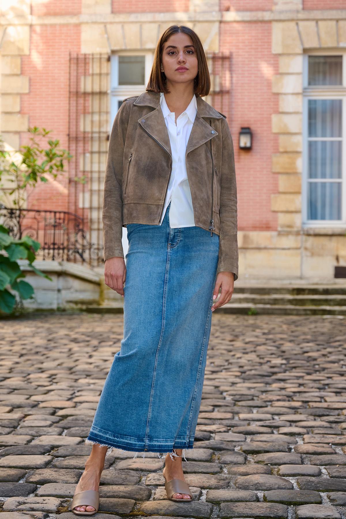Blouson Femme Oakwood JOELLA GOAT MARRON CLAIR 503 — vue 2