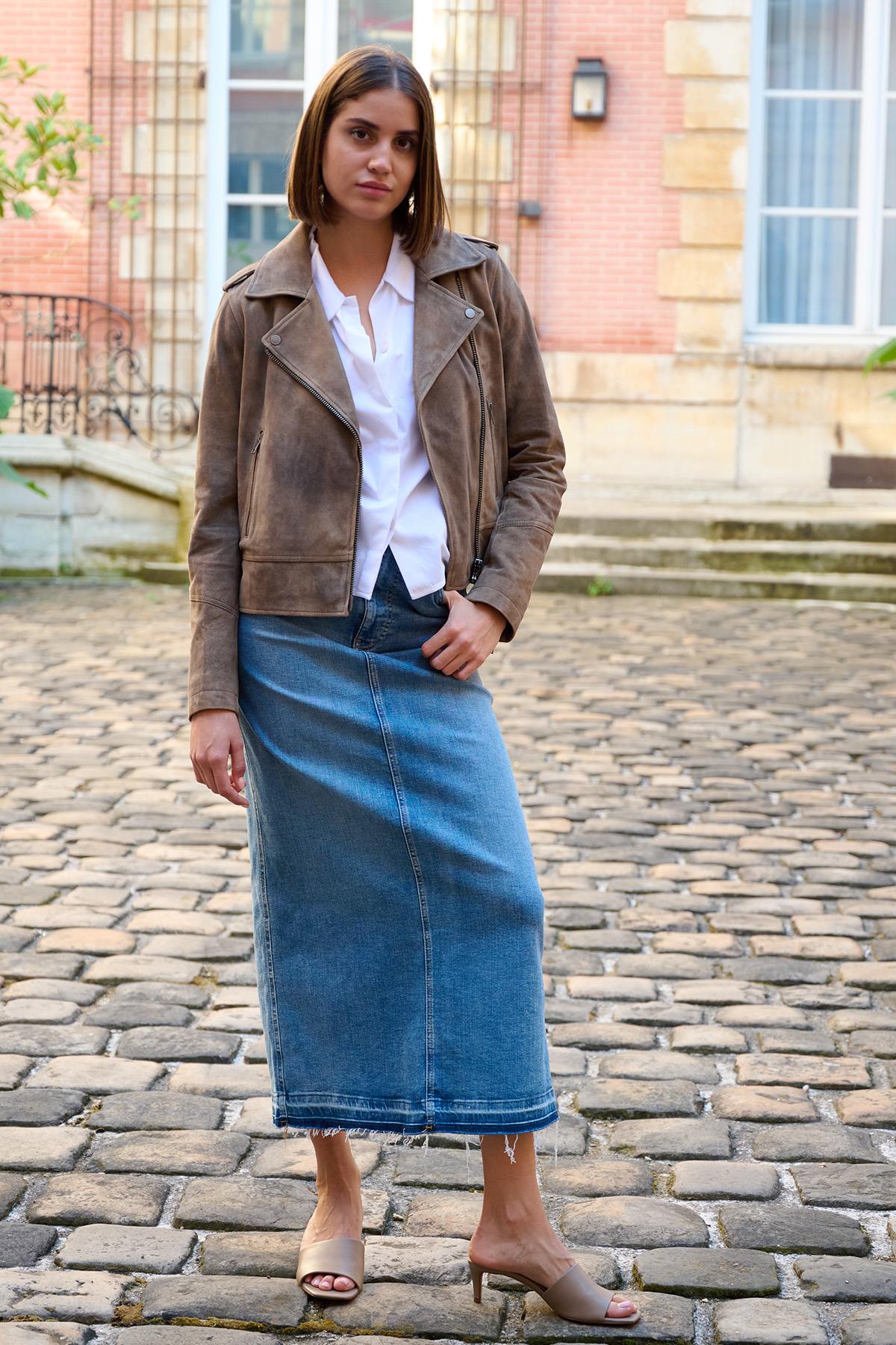 Blouson Femme Oakwood JOELLA GOAT MARRON CLAIR 503 — vue 3