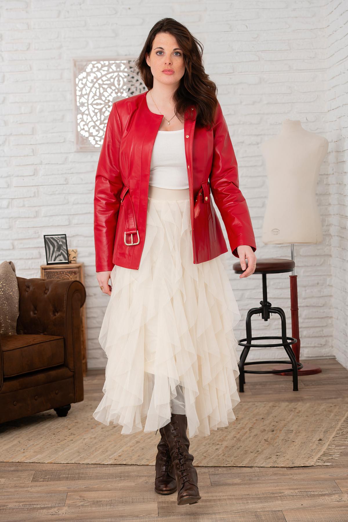 Damen Mantel Cityzen ZOE AGNEAU PERLE ROUGE — Ansicht 5