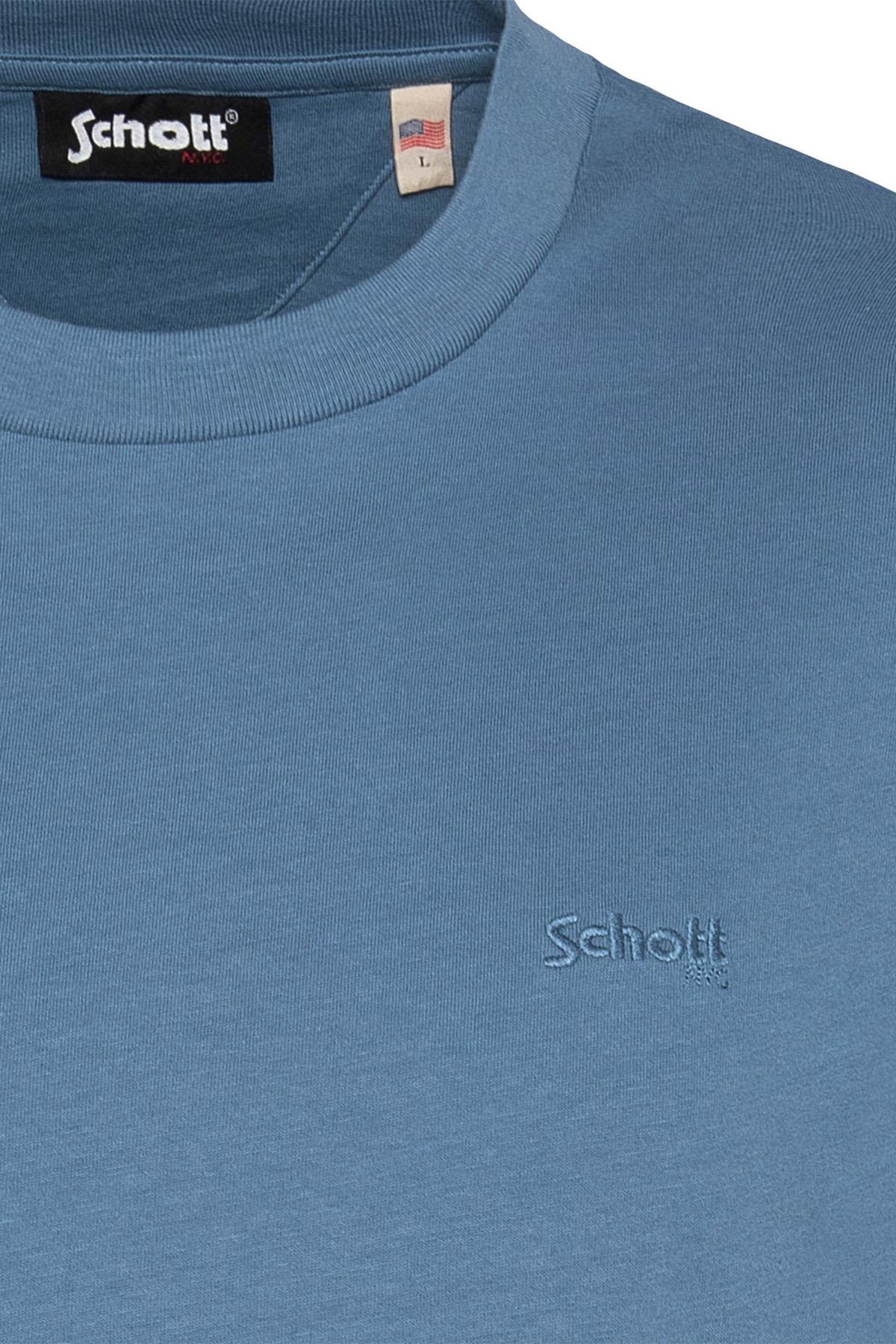Camiseta Hombre Schott TSTUARTS STEEL BLUE — vista 3