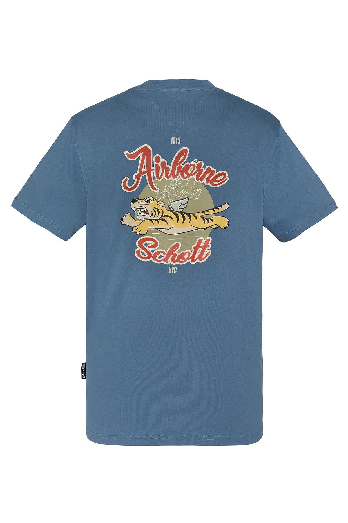Camiseta Hombre Schott TSTUARTS STEEL BLUE — vista 1