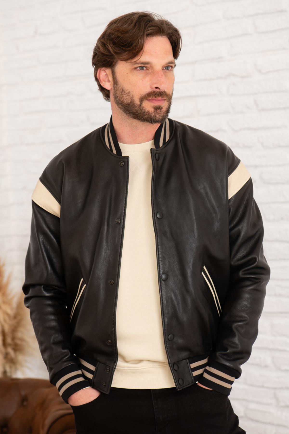 Chaqueta Hombre Chevignon TEDDY VARSITY BLACK/WHITE — vista 1