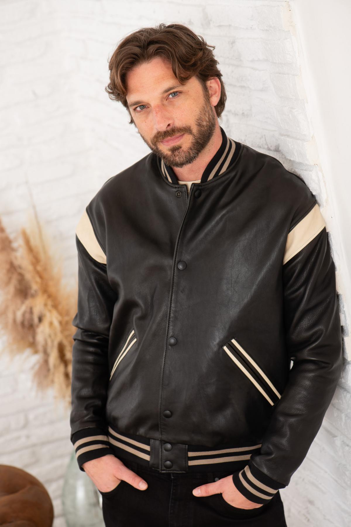Chaqueta Hombre Chevignon TEDDY VARSITY BLACK/WHITE — vista 6