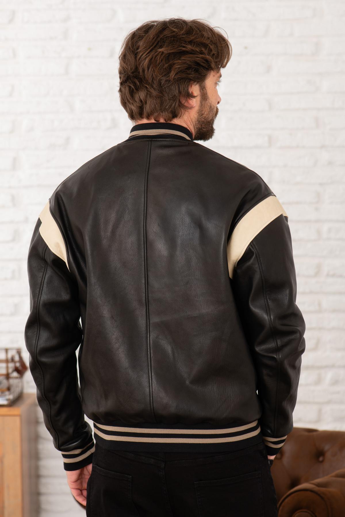 Chaqueta Hombre Chevignon TEDDY VARSITY BLACK/WHITE — vista 5