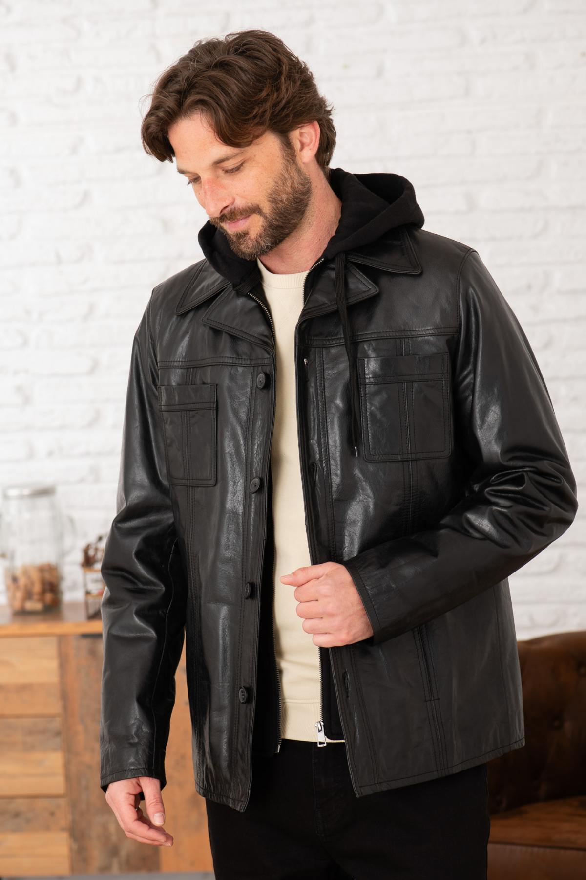 Chaqueta Hombre Serge Pariente TAGGART HOOD BUFFLE BLACK — vista 2