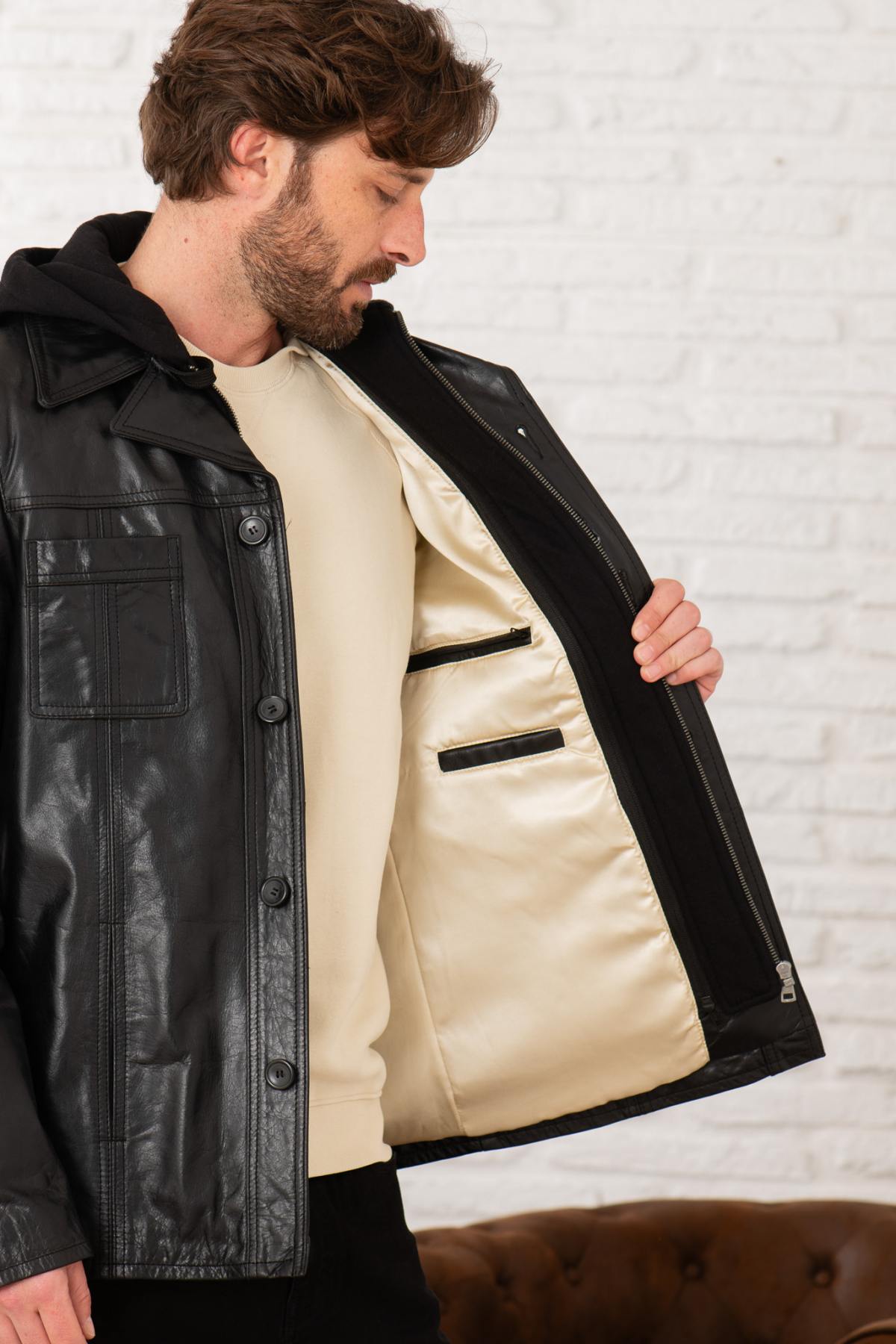 Chaqueta Hombre Serge Pariente TAGGART HOOD BUFFLE BLACK — vista 6