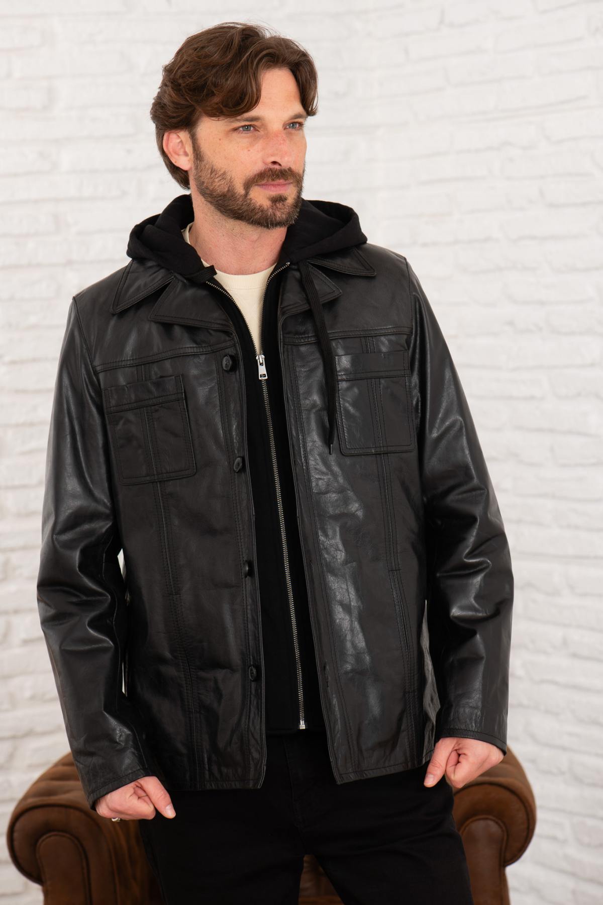 Chaqueta Hombre Serge Pariente TAGGART HOOD BUFFLE BLACK — vista 7