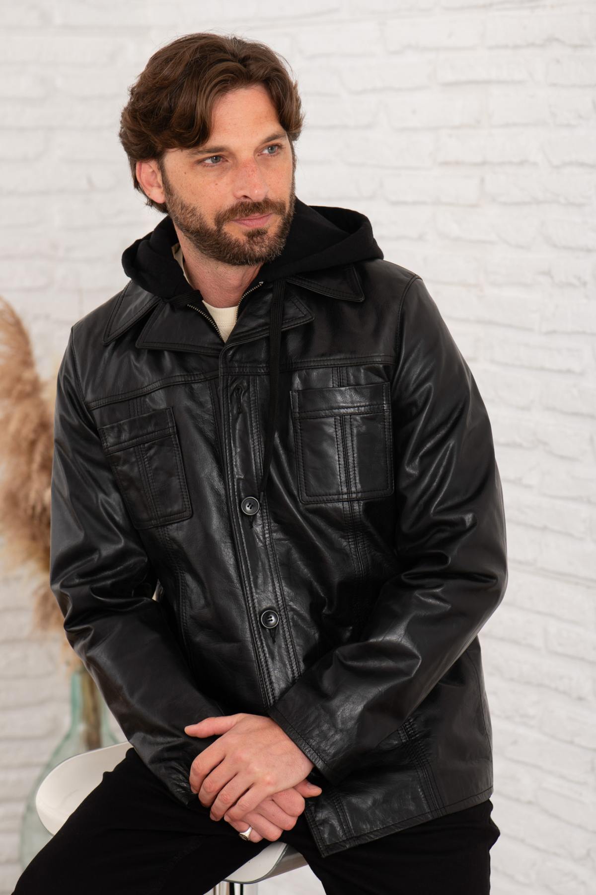 Chaqueta Hombre Serge Pariente TAGGART HOOD BUFFLE BLACK — vista 1
