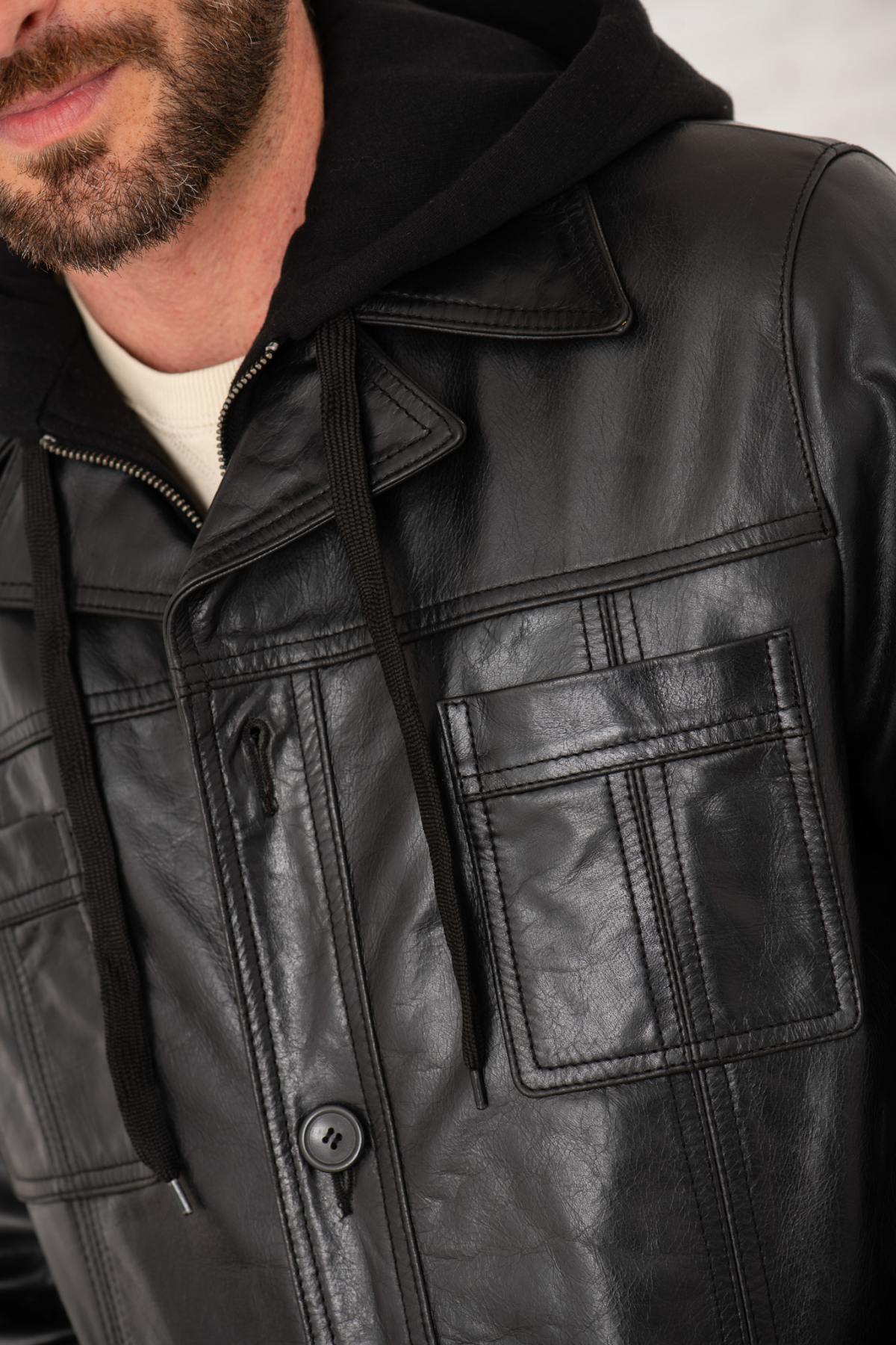 Chaqueta Hombre Serge Pariente TAGGART HOOD BUFFLE BLACK — vista 4