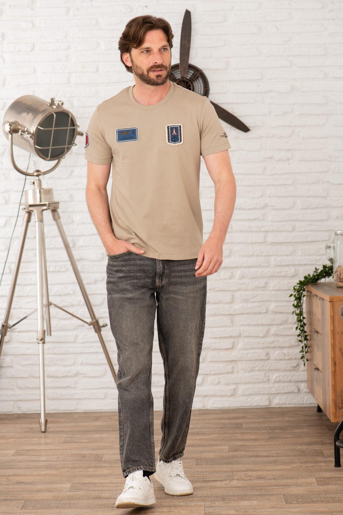 Herren T-shirt Aeronautica Militare TS2411J634 57591 DUNE BEIGE — Ansicht 2