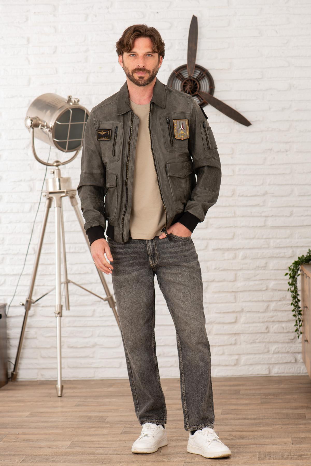 Giacche Uomo Aeronautica Militare PN5047PL00300 00014 FUMO — vista 2